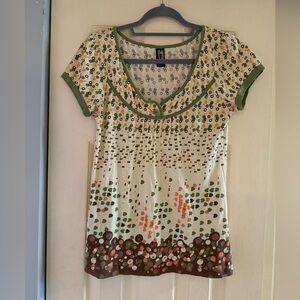 Vintage Weavers Boho Design Short Sleeve Blouse• Medium